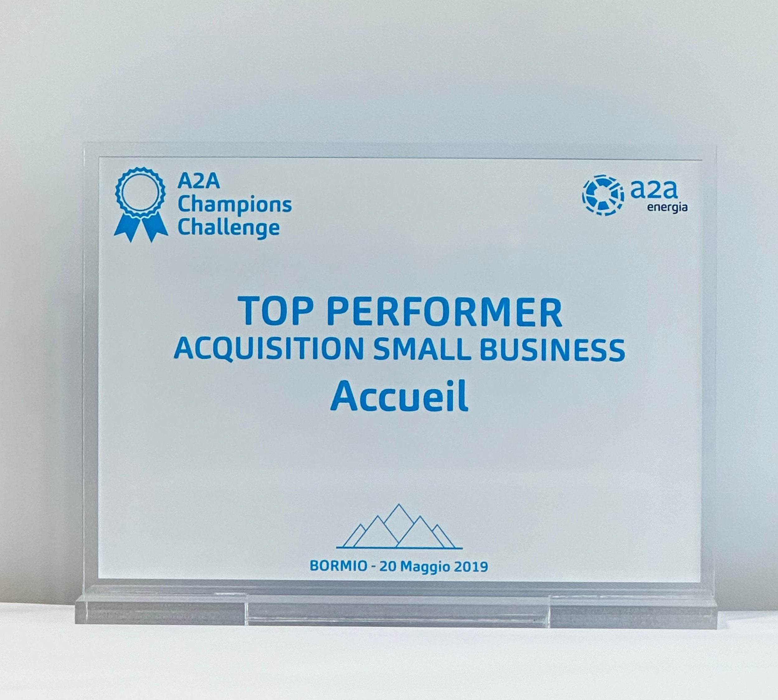 Accueil vince il premio Top Performer Acquisition Small Business